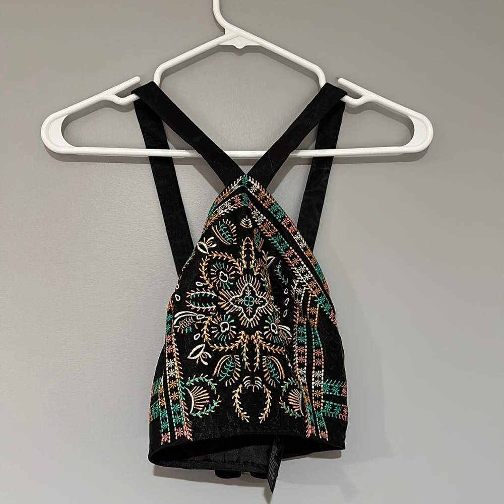 Top Shop Embroidered Crop Top Size 2